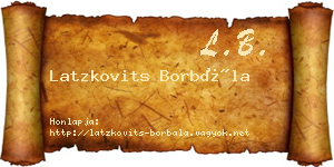 Latzkovits Borbála névjegykártya